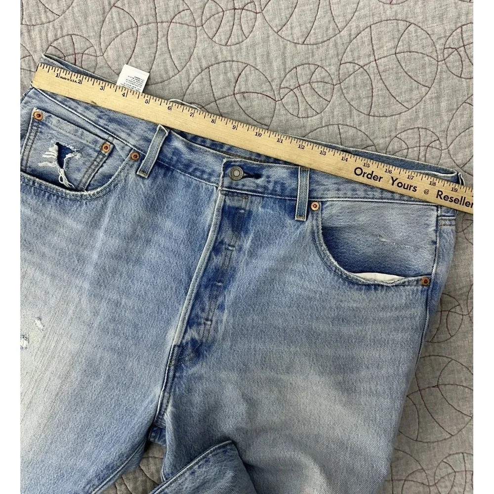 Levi's Premium‎ 501' 93 Pride Denim Jeans Men's 38x32 Blue Distressed Straight
